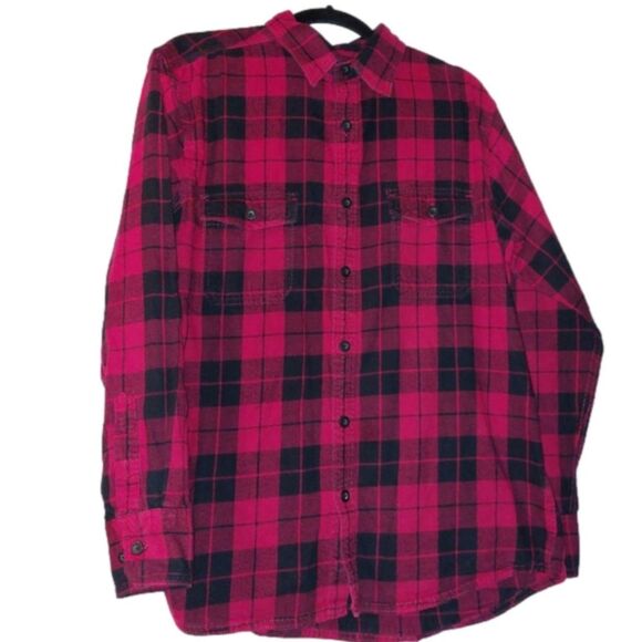 Sonoma Men's Cotton Flannel Shirt Red/Black Size M. VINTAGE - Picture 2 of 8